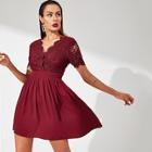 Shein Lace Bodice Fit And Flare Dress