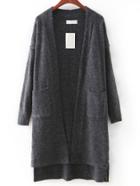 Shein Grey Pocket High Low Cardigan
