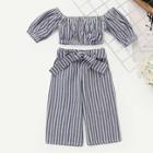 Shein Toddler Girls Off Shoulder Striped Top With Pants