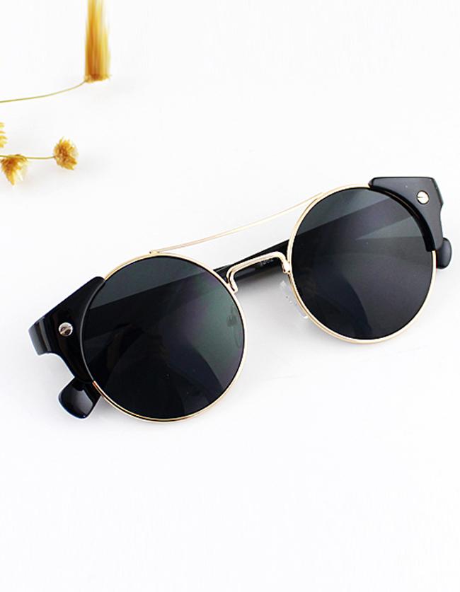 Shein Black Metal Frames Wrap Resin Sunglasses