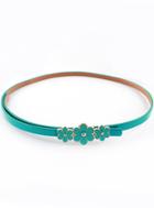 Shein Green Glaze Flowers Embellished Belt