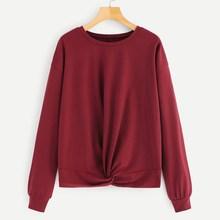 Shein Plus Twist Front Solid Crop Pullover