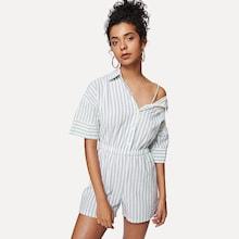 Shein Contrast Panel Striped Romper