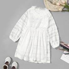 Shein Girls Lace Overlay Solid Dress