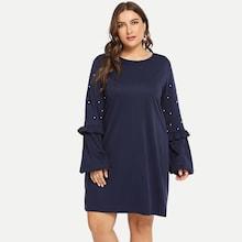 Shein Plus Beaded And Ruffle Detail Dress