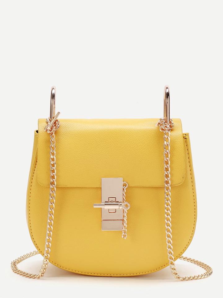 Shein Pu Flap Saddle Bag With Chain
