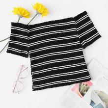 Shein Off Shoulder Striped Crop Tee