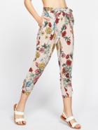 Shein Floral Print Lace Up Side Pants