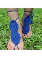 Rosewe Solid Blue Geometric Design Crochet Anklet