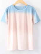 Shein Multicolor Round Neck Short Sleeve Ombre T-shirt