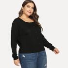 Shein Plus Ribbed Knit Buttoned Top