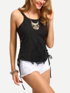 Shein Black Straps Lace Up Crochet Cami Top