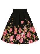Shein Rose Print Box Pleated Skirt