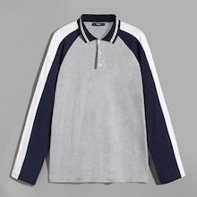 Shein Men Raglan Sleeve Color Block Polo Shirt