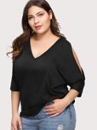 Shein Split Sleeve V Neck Tee