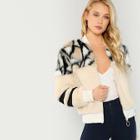 Shein O-ring Zip Up Faux Fur Coat