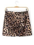 Shein Leopard Full Zip Ruffle Detail Skirt