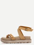 Shein Brown Criss Cross Ankle Strap Sandals