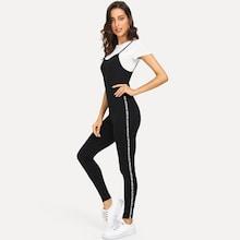 Shein Letter Tape Seam Jumpsuit