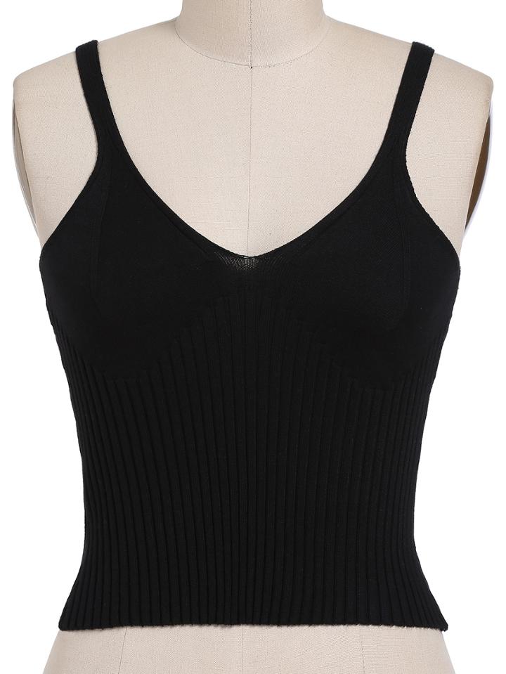 Shein Black Spaghetti Strap Slim Sweater Cami