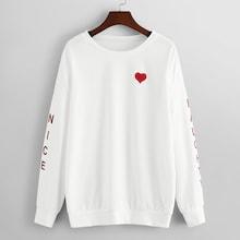 Shein Heart And Letter Embroidery Sweatshirt
