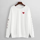 Shein Heart And Letter Embroidery Sweatshirt