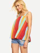 Shein Multicolor Sleeveless Striped Backless Tank Top