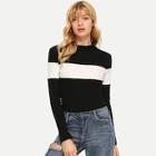 Shein Mock-neck Color Block Tee