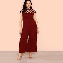 Shein Plus Square Cut Out Yoke Wide Leg Jumpsuit