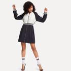 Shein Two Tone Lace Insert Raglan Sleeve Dress