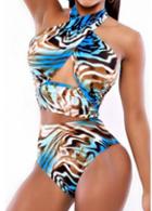 Rosewe Sexy Halter Design Open Back Printed Swimwear For Woman