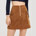 Shein Elastic Waist Pocket Front Zip Skirt