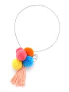 Shein Pom Pom & Tassel Chain Necklace/keychain