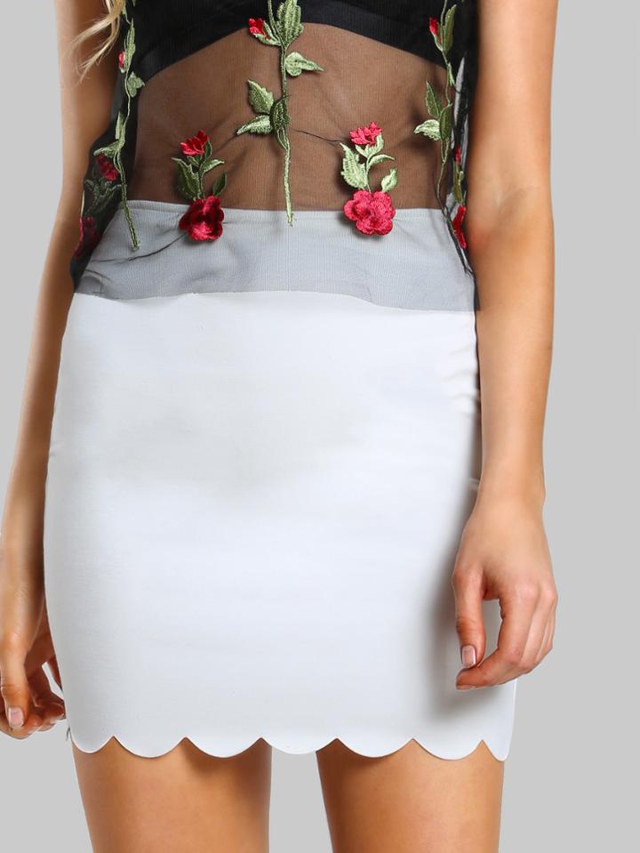 Shein Scallop Edge Form Fitting Skirt