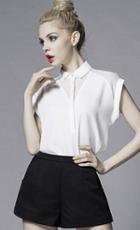 Shein White Lapel With Buttons Slim Blouse
