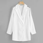 Shein Striped Tape Detail Peak Lapel Coat