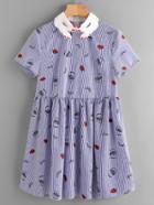 Shein Contrast Hand Pattern Collar Facing Print Smock Dress