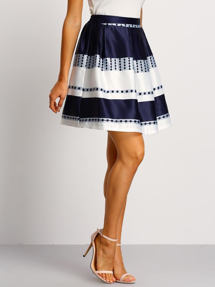 Shein Color Block Printed A-line Skirt