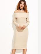 Shein Apricot Off The Shoulder Pencil Dress