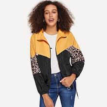 Shein Cut And Sew Panel Leopard Print Jacket