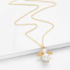 Shein Bee Pendant Chain Necklace With Faux Pearl