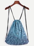 Shein Blue Water Drop Print Drawstring Backpack