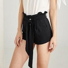 Shein Rolled Hem Belted Shorts