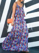 Shein Blue Spaghetti Strap Layer Boho Maxi Dress