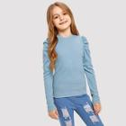 Shein Girls Puff Sleeve Form Fitted Tee