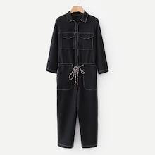 Shein Drawstring Waist Pocket Front Jumpsuit