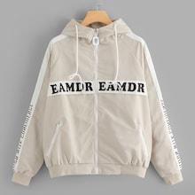 Shein Raglan Sleeve Slogan Letter Print Jacket
