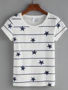 Shein Striped Star Print T-shirt