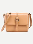 Shein Ring Strap Embellished Flap Bag - Apricot