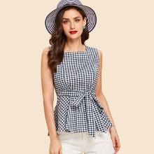 Shein Off Shoulder Plaid Top
